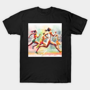 Artistic illustration of women in a sprint race T-Shirt